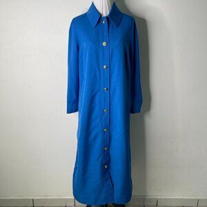 Tuckernuck Women's Blue Baleine Belted Sara Midi Collared Dress Size Medium
